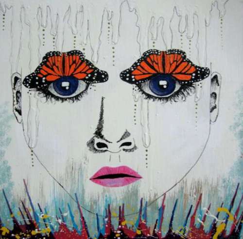 abstract person with butterfly eyes